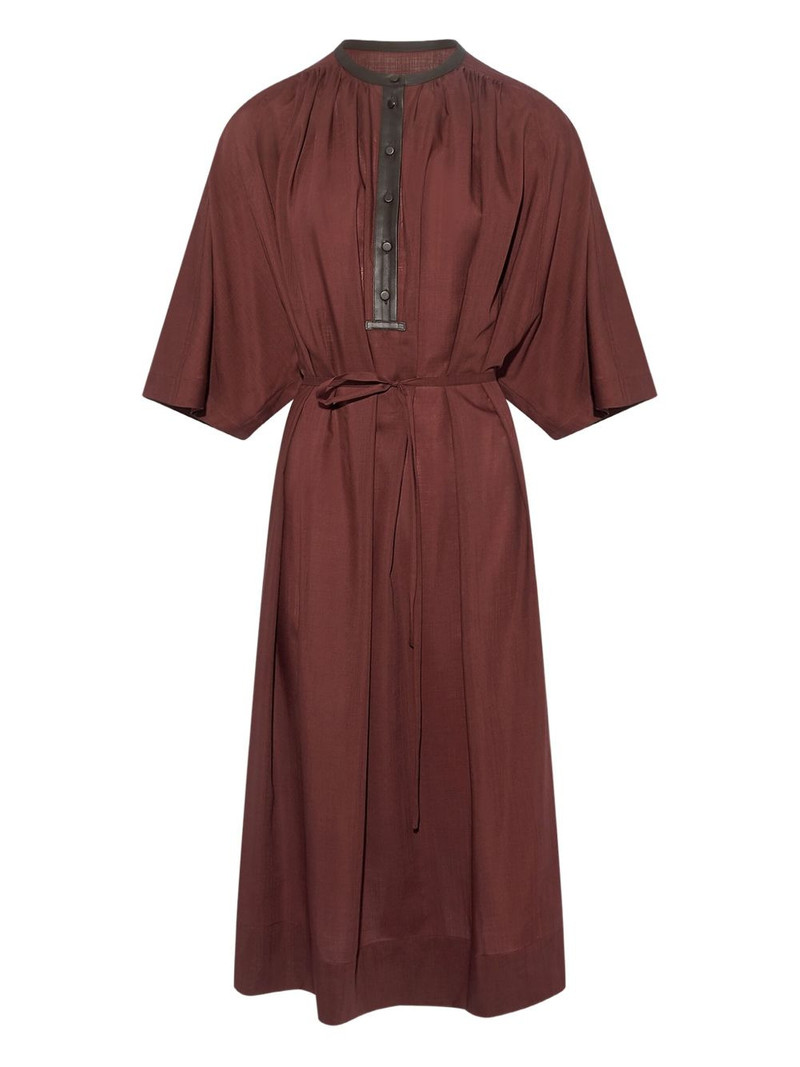 leather-trim belted midi dress 1