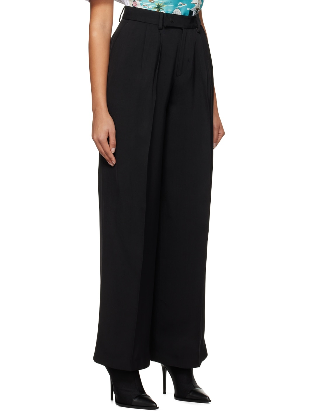 Black Double Pleated Trousers - 2