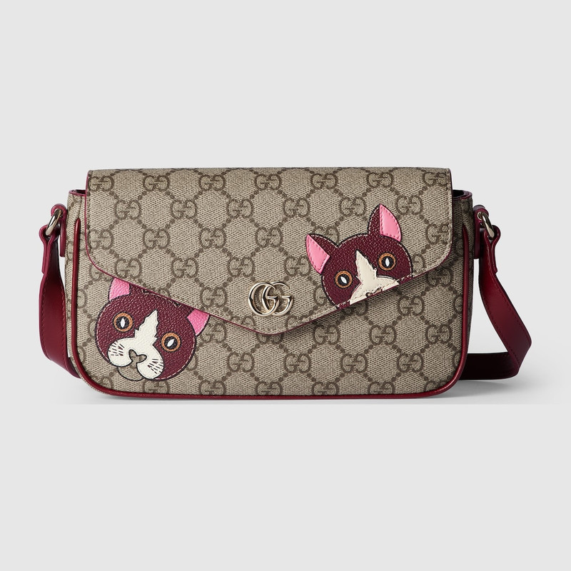 新品タグあり　GUCCI サバト　キャットディテール GGミニショルダーバッグ GUCCI GG mini shoulder bag with cat detail | REVERSIBLE
