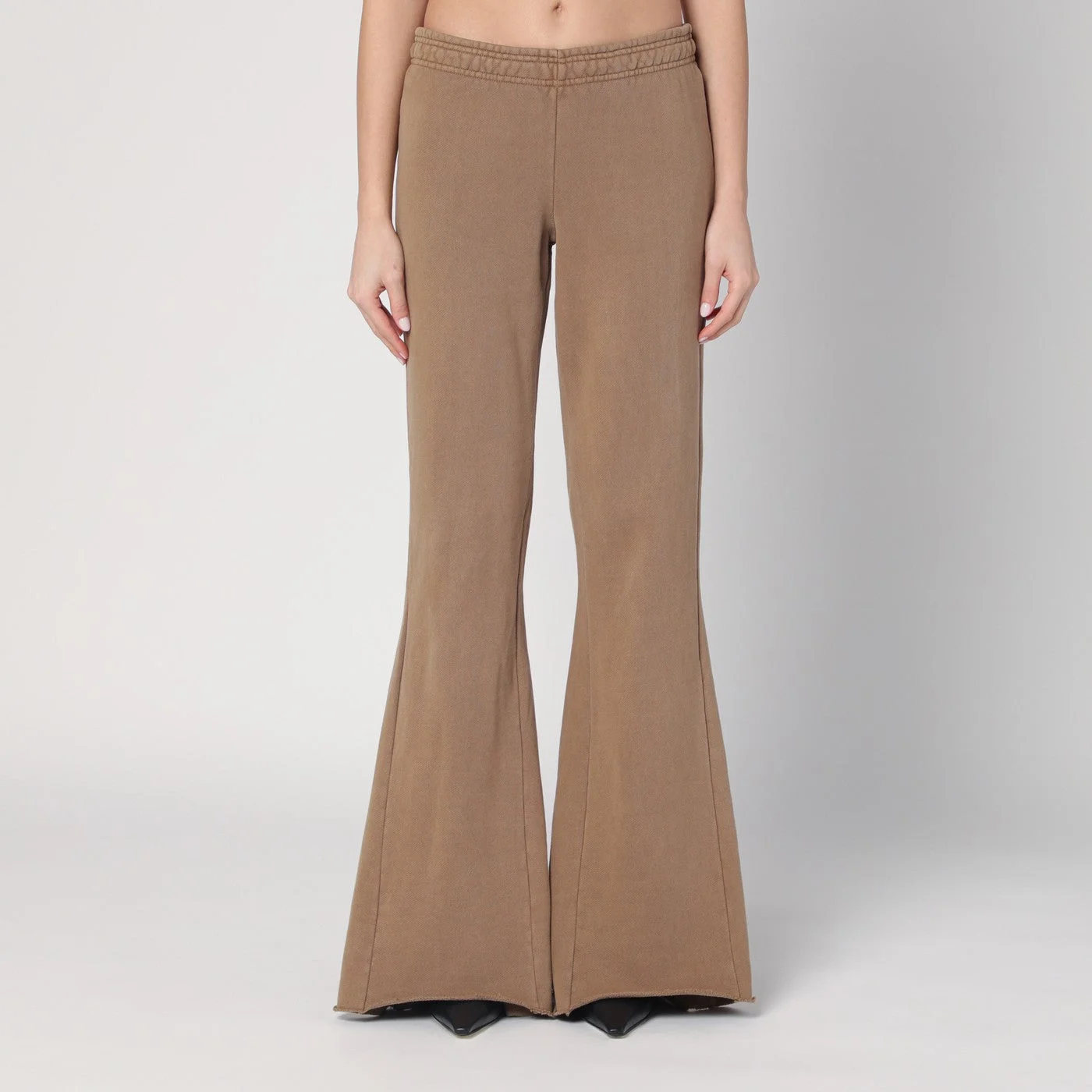 Cotton beige flared trousers - 1