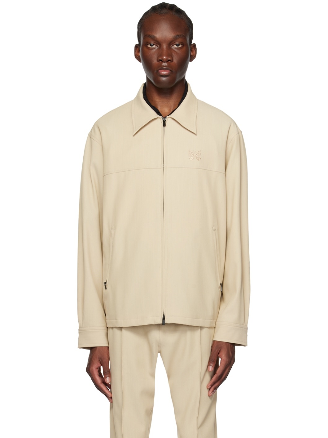 Beige Embroidered Jacket - 1