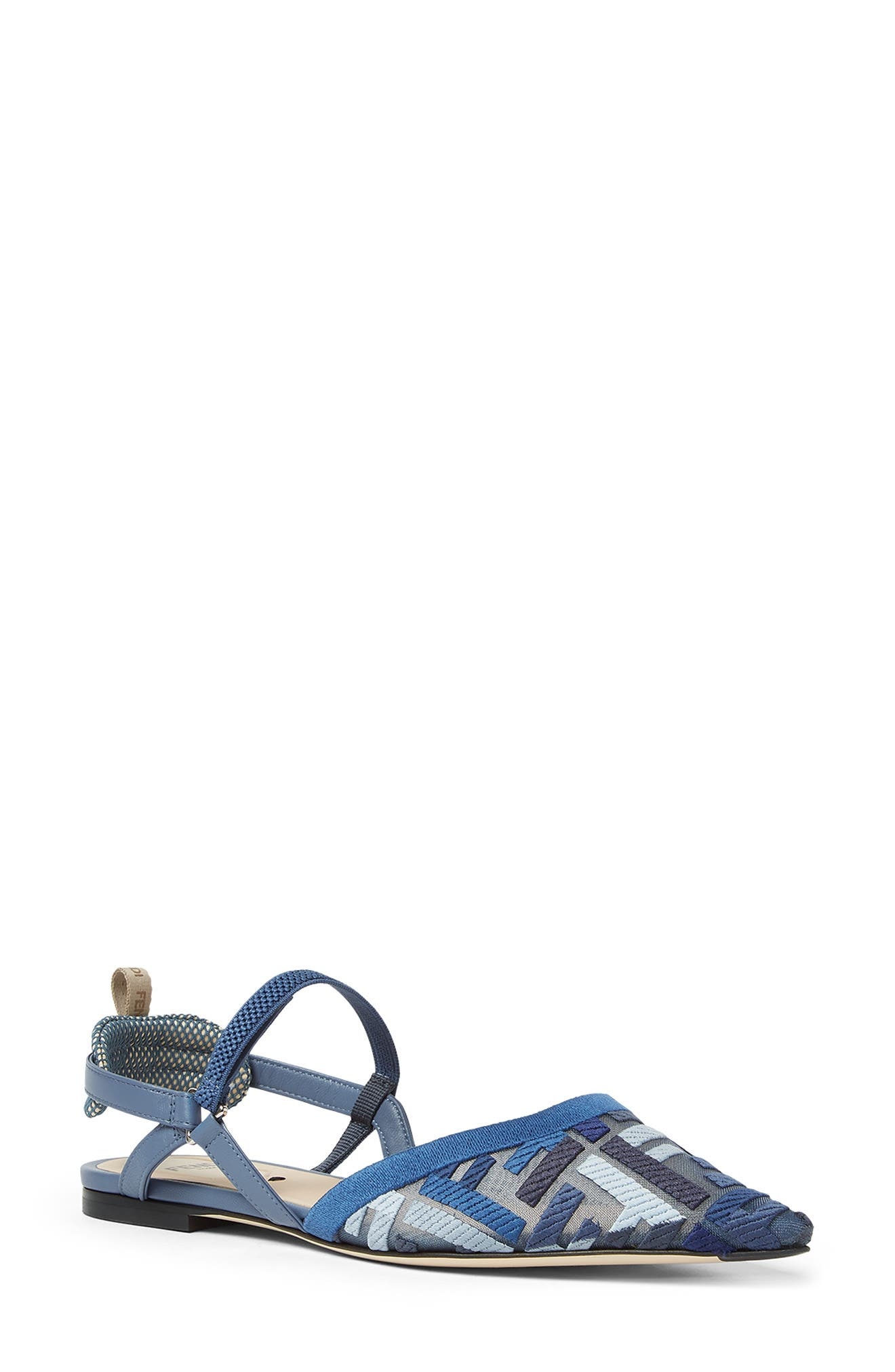 Fendi Colibrì Lite Pointed Toe Slingback Flat in Blue Multicolor at Nordstrom - 1
