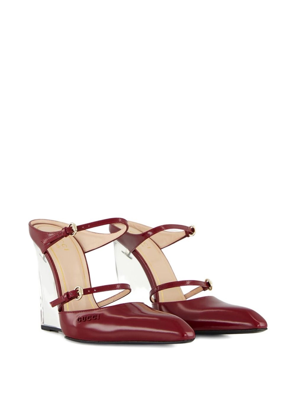 buckle-detail wedge mules - 4
