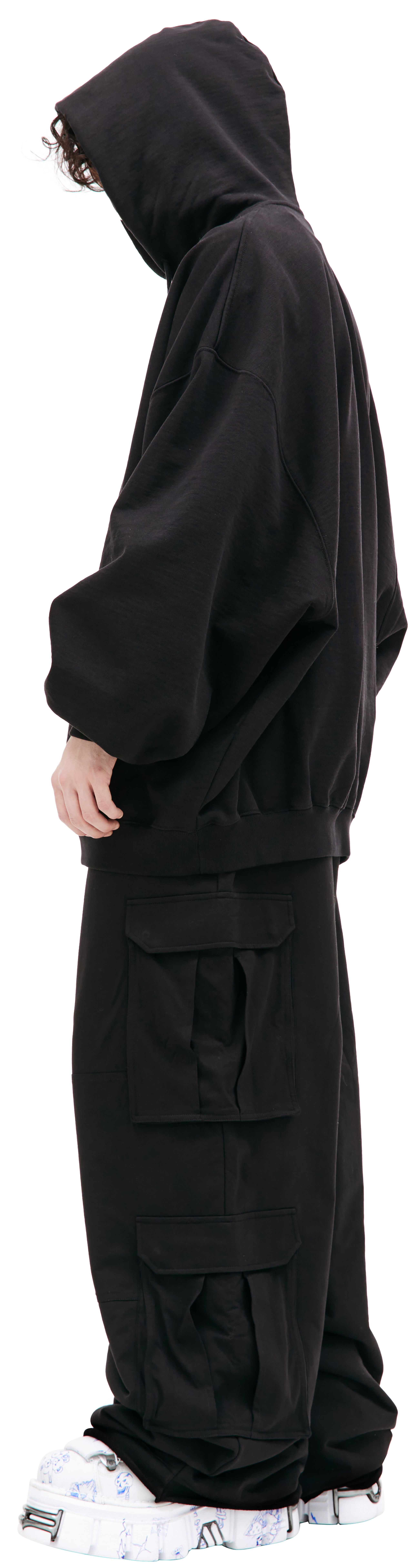 BLACK OVERSIZE HOODIE - 2