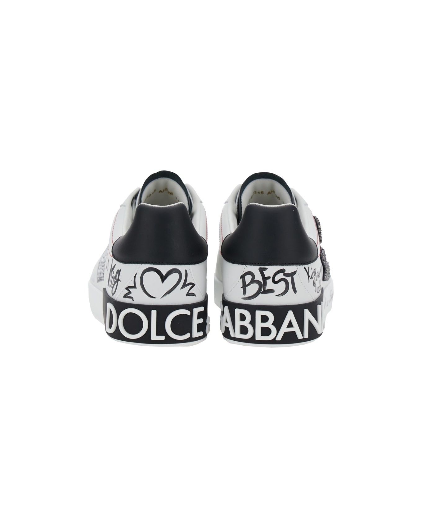 White Low Top Sneakers With Logo Patch On The Tongue And All-over Print In Leather Man - 5