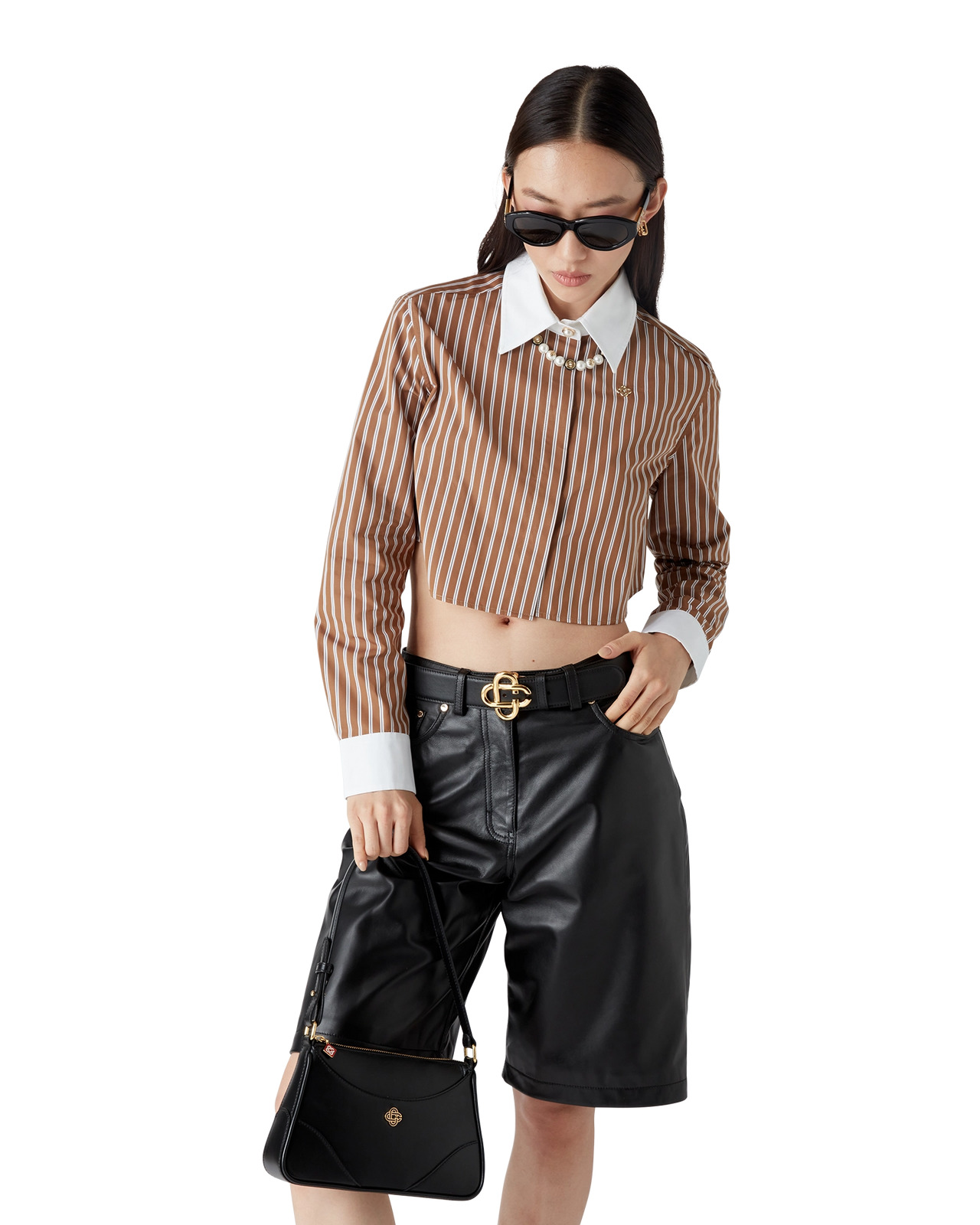 Stripe Cropped Long Sleeve Shirt | Casablanca Paris - 5