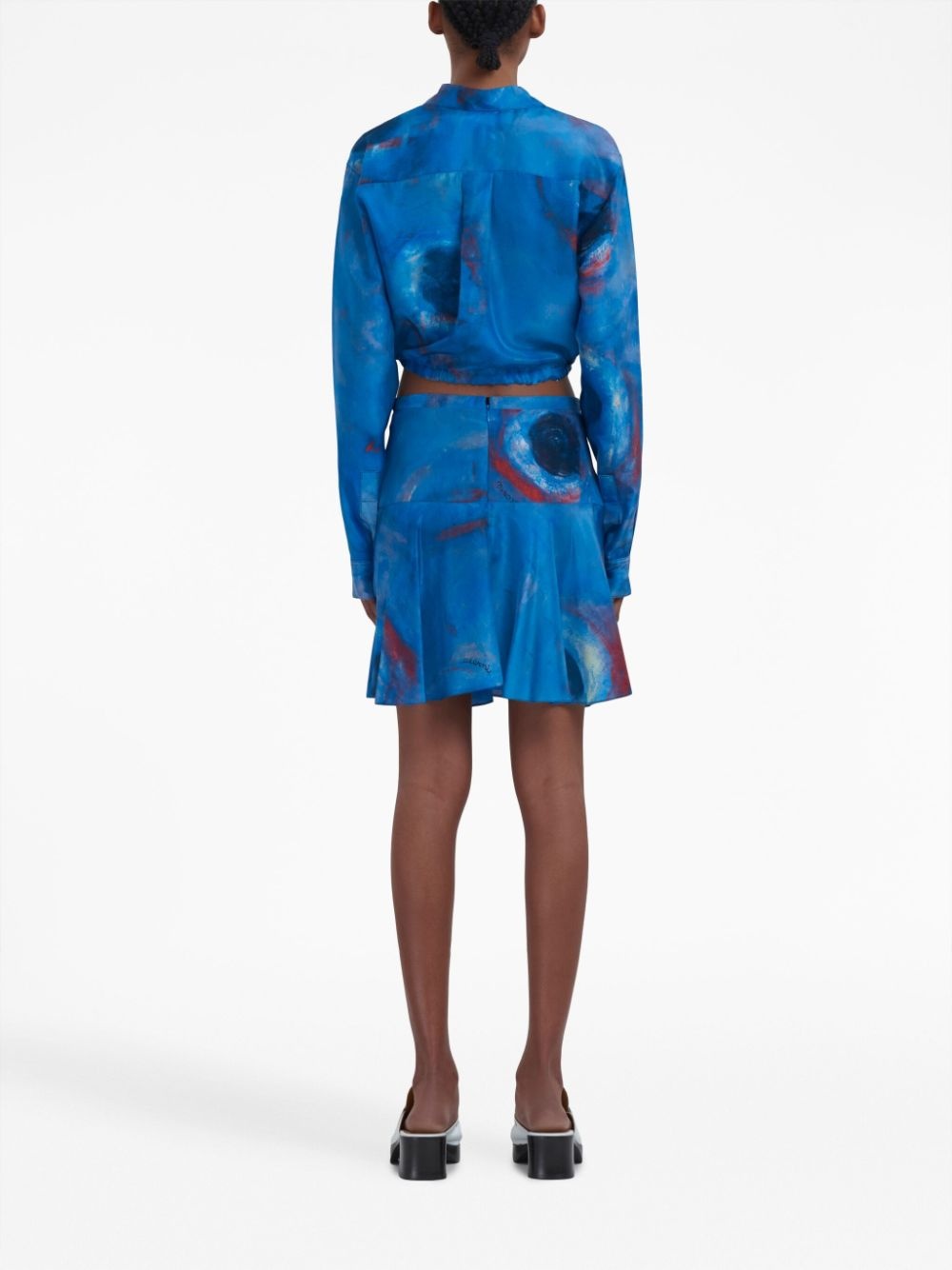 abstract-print silk skirt - 4