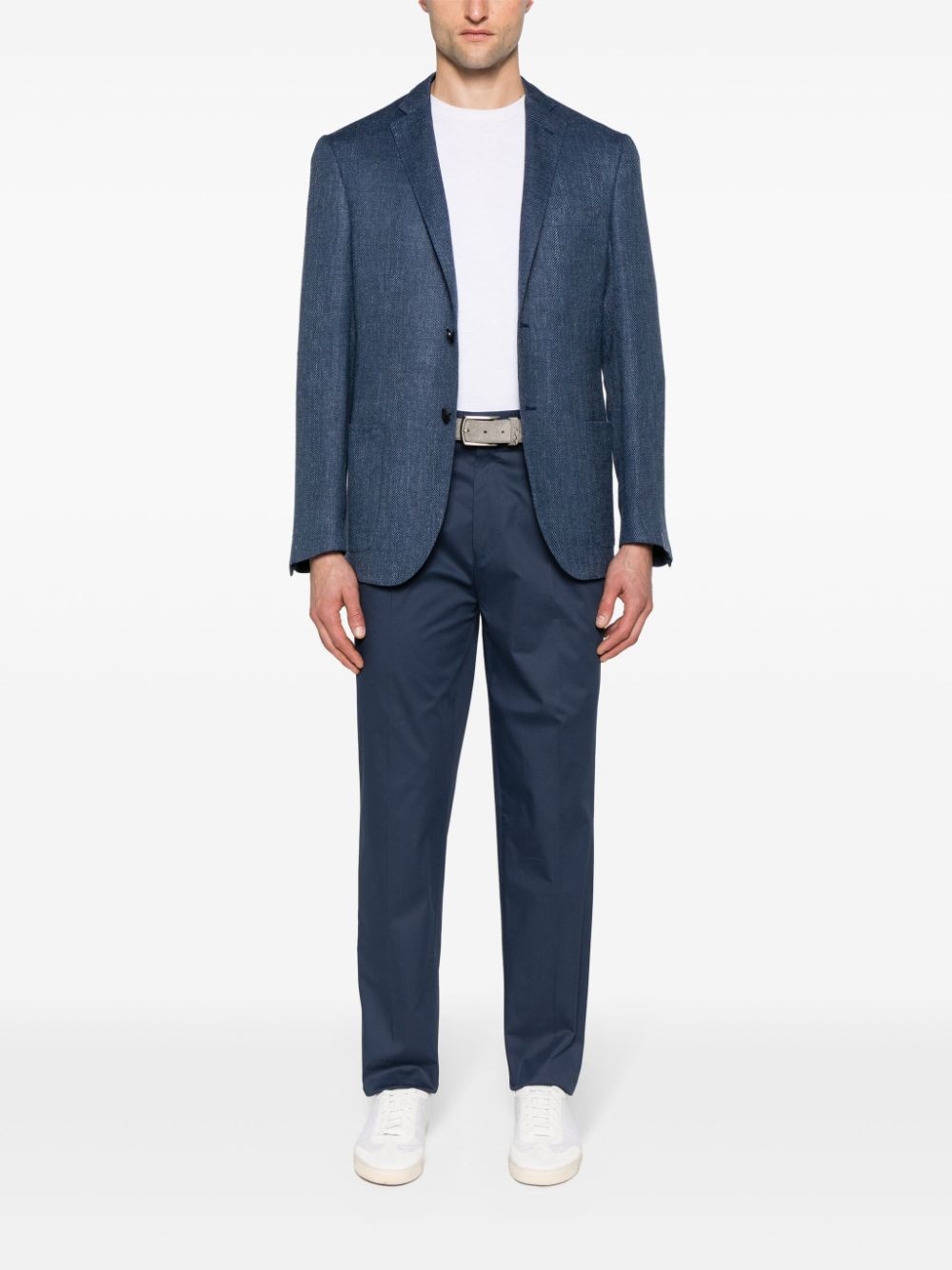 tapered-leg stretch-cotton trousers - 2