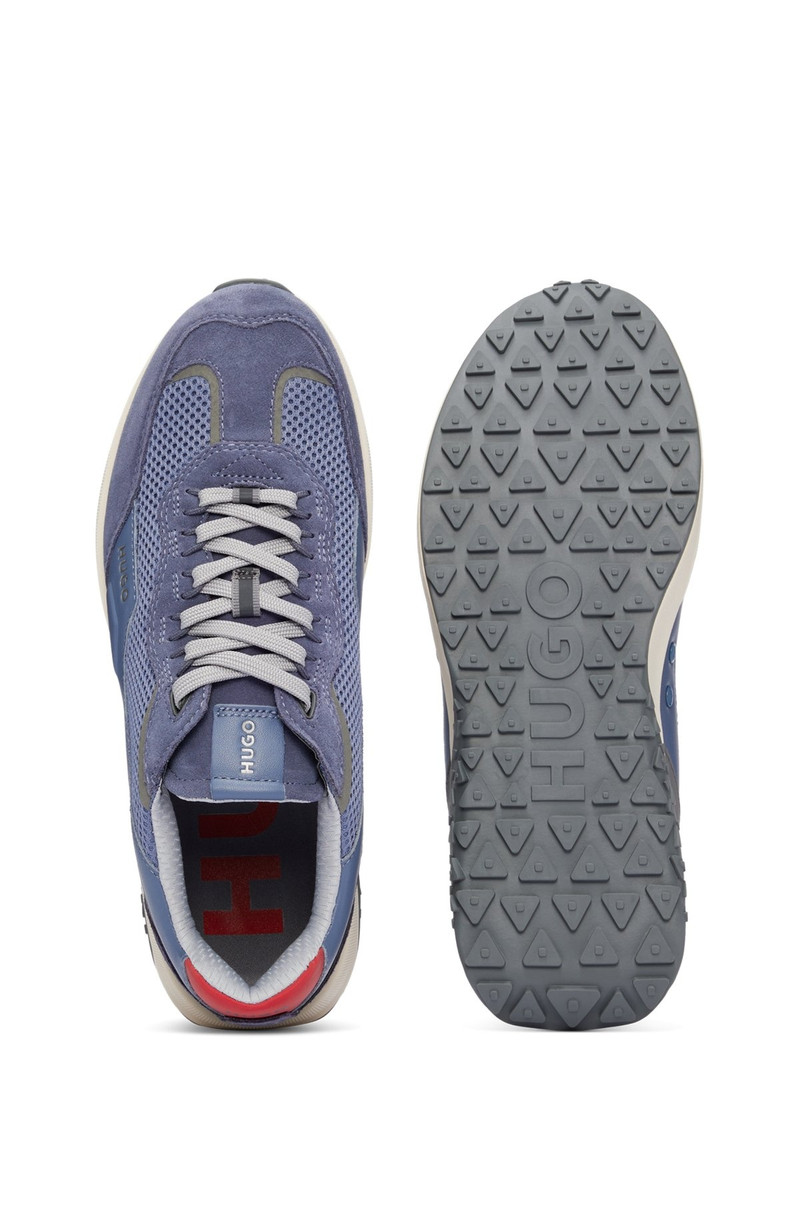 LEATHER LACE-UP TRAINERS WITH MESH TRIMS 4
