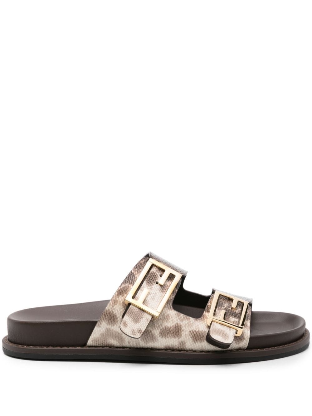 snakeskin-effect leather slides - 1