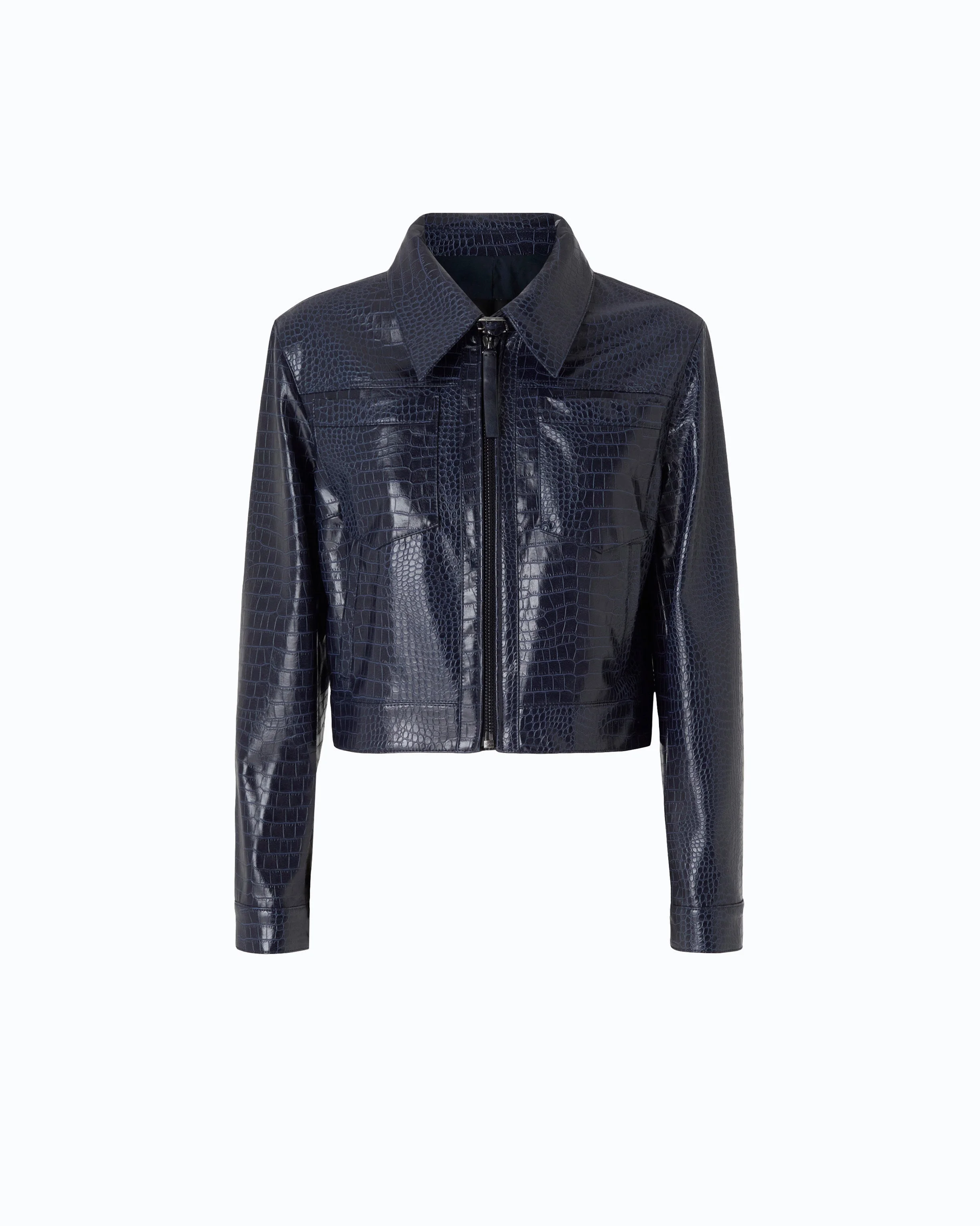 CROCODILE SKIN-EFFECT AVIATOR JACKET - 1