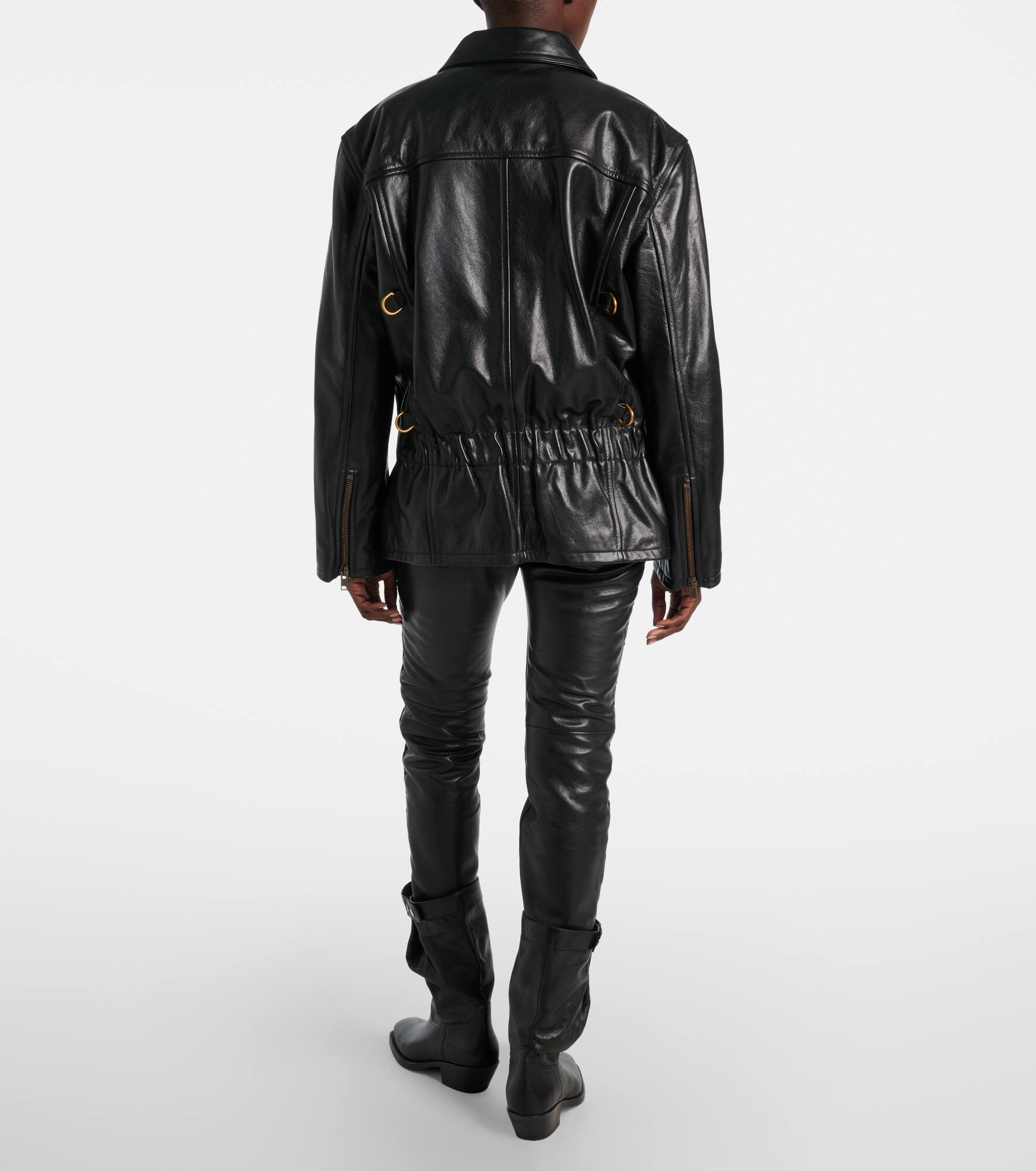 Caitlyn belted leather jacket - 3