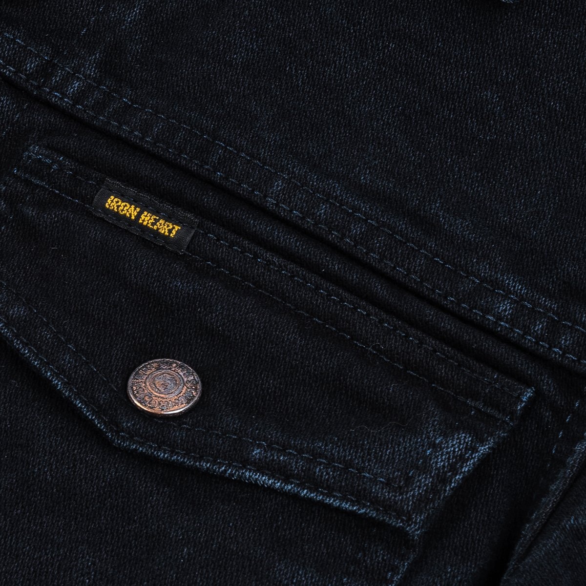IHJ-123-OD 14oz Broken Twill Selvedge Denim Work Jacket - Indigo Overdyed Black - 8