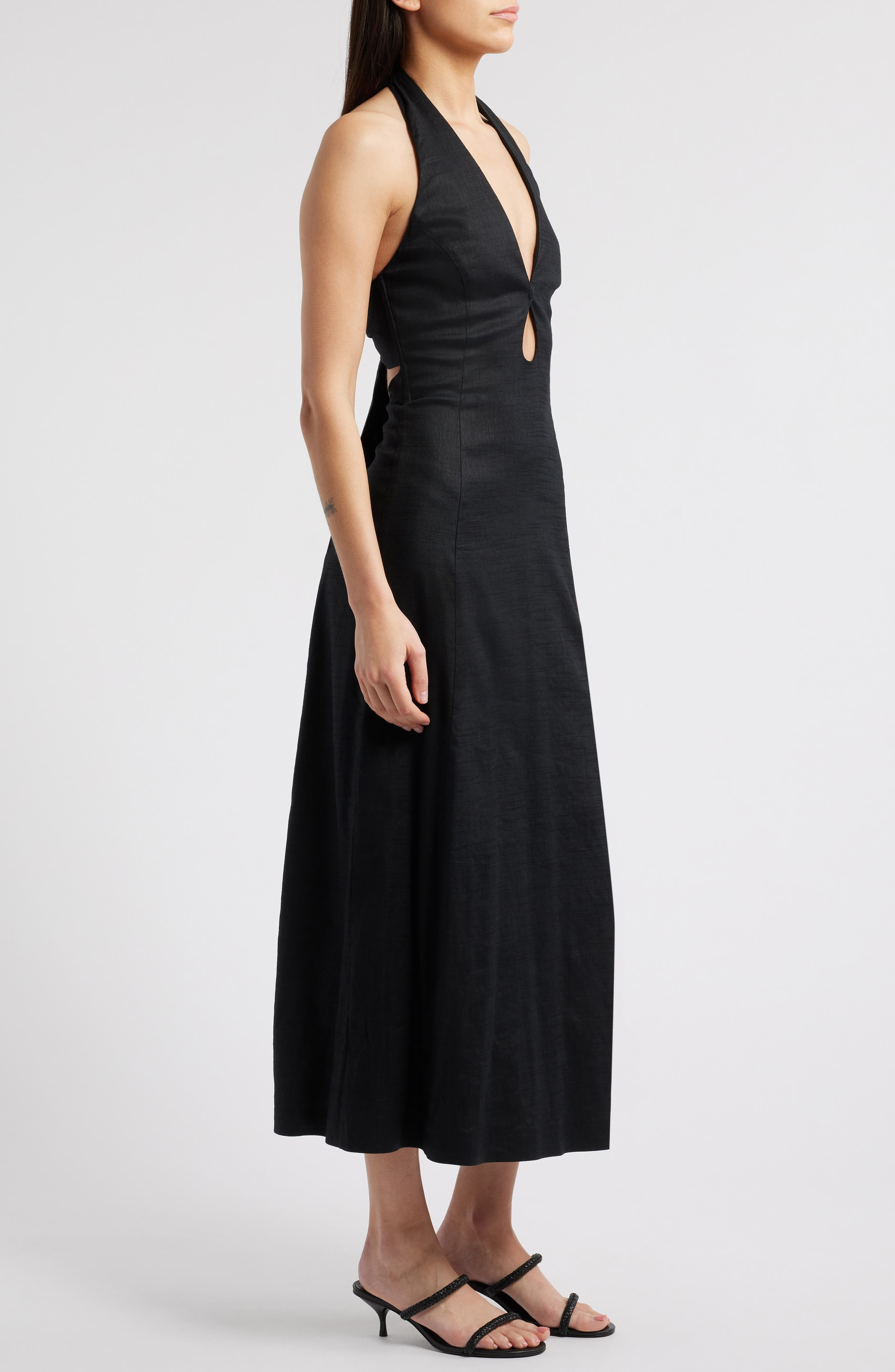 Cult Gaia Lianna Tie Back Halter Maxi Dress in Black at Nordstrom - 3