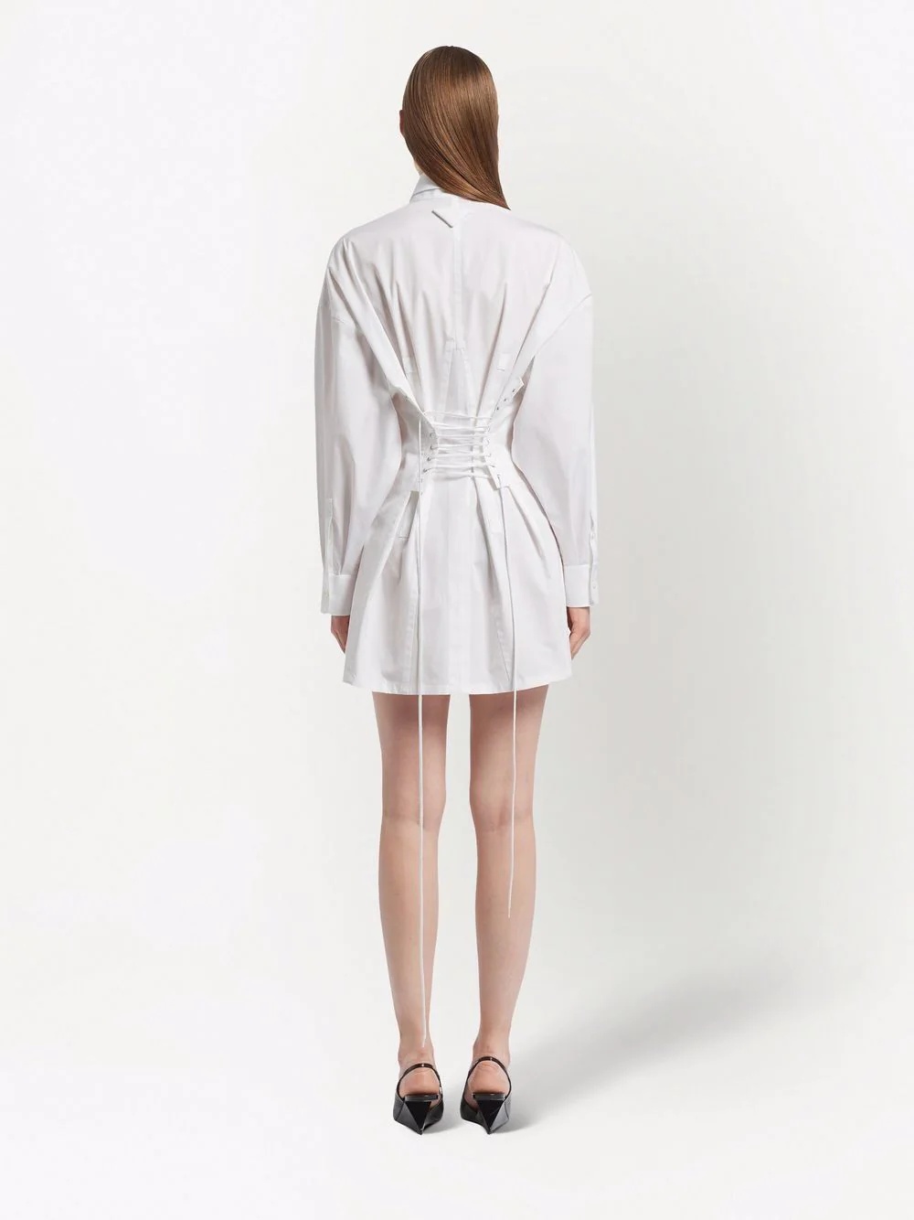 lace-up shirt dress - 3