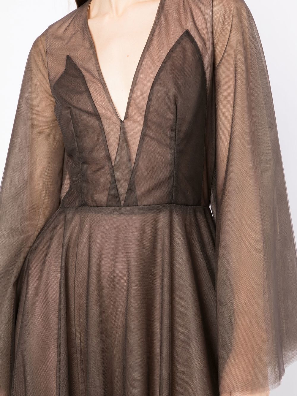 sheer-panel evening gown - 5