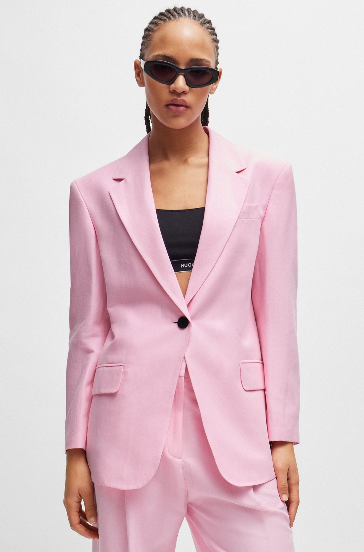 OVERSIZE-FIT JACKET IN STRETCH MATERIAL WITH LINEN - 2