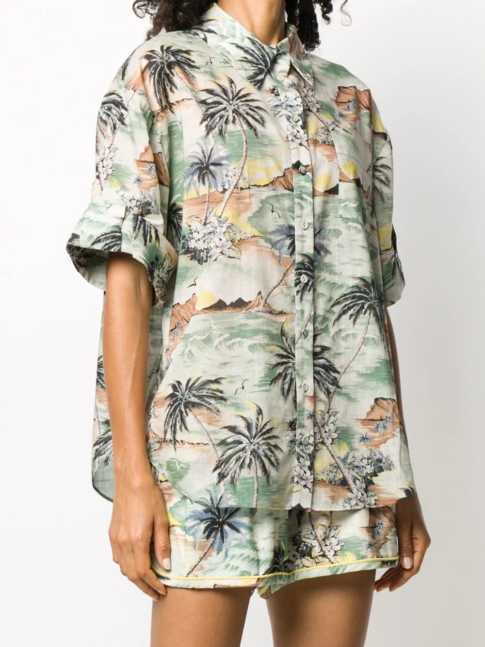 tropical print utility shirt - 3