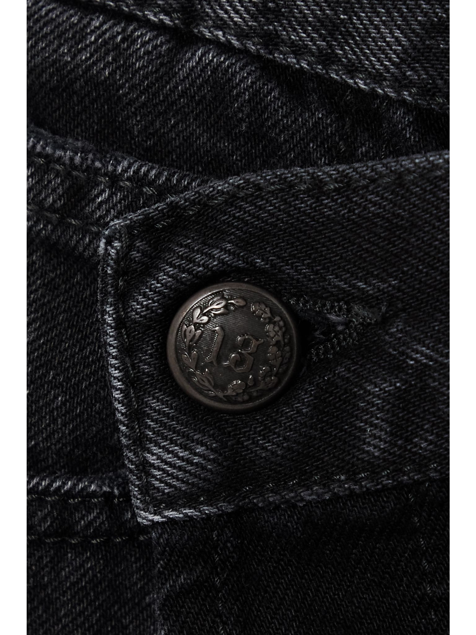 Crossover asymmetric distressed denim shorts Black - 4