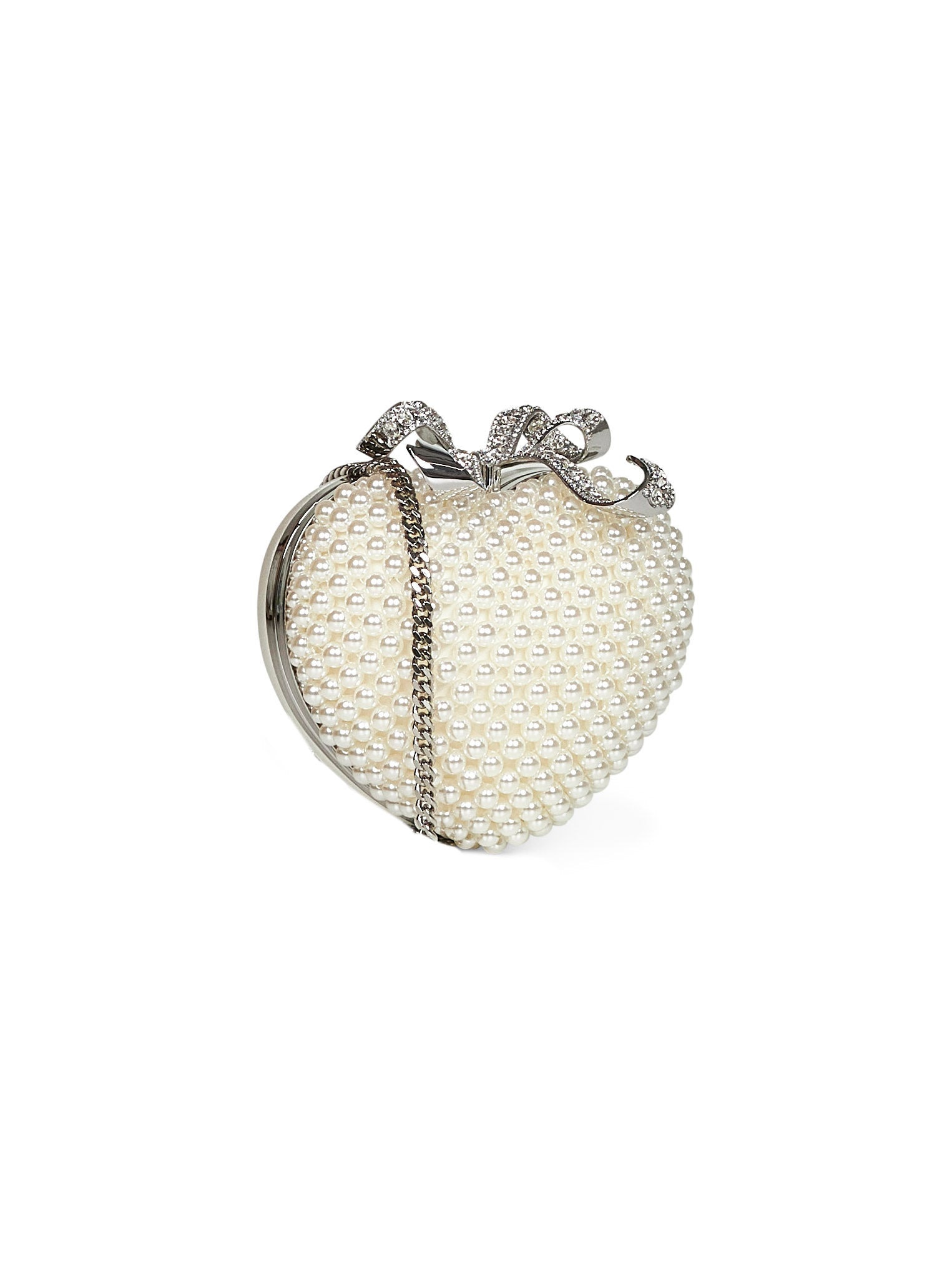 Cream Pearl Heart clutch bag - 2