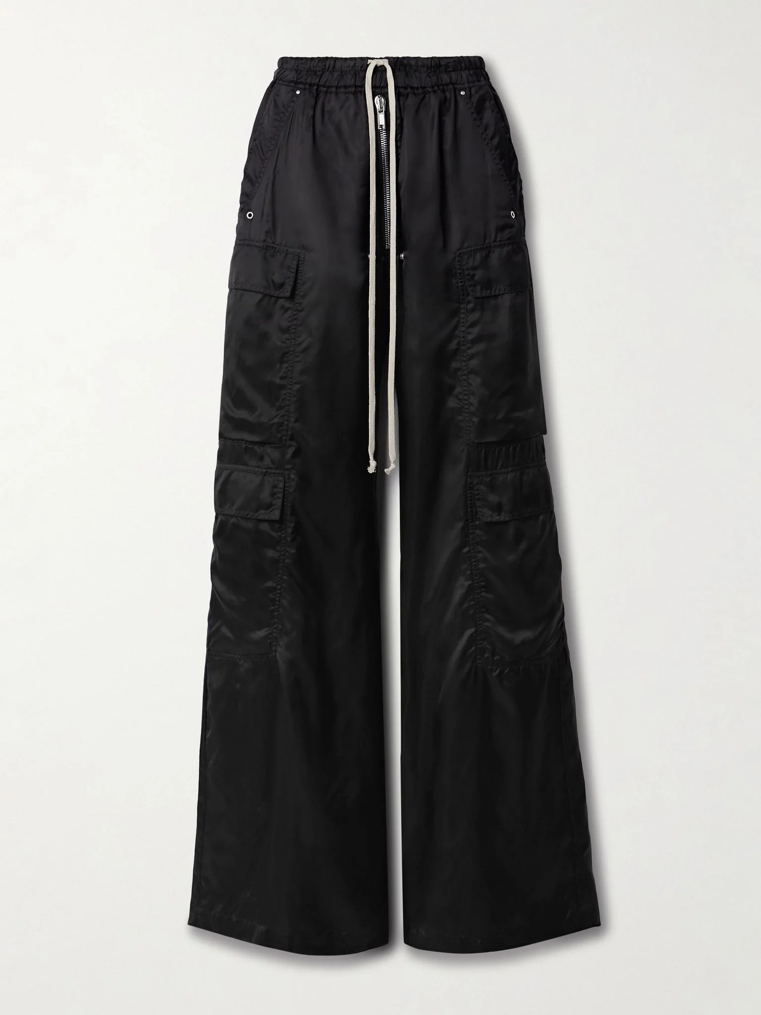 Satin-twill wide-leg cargo pants Black - 1