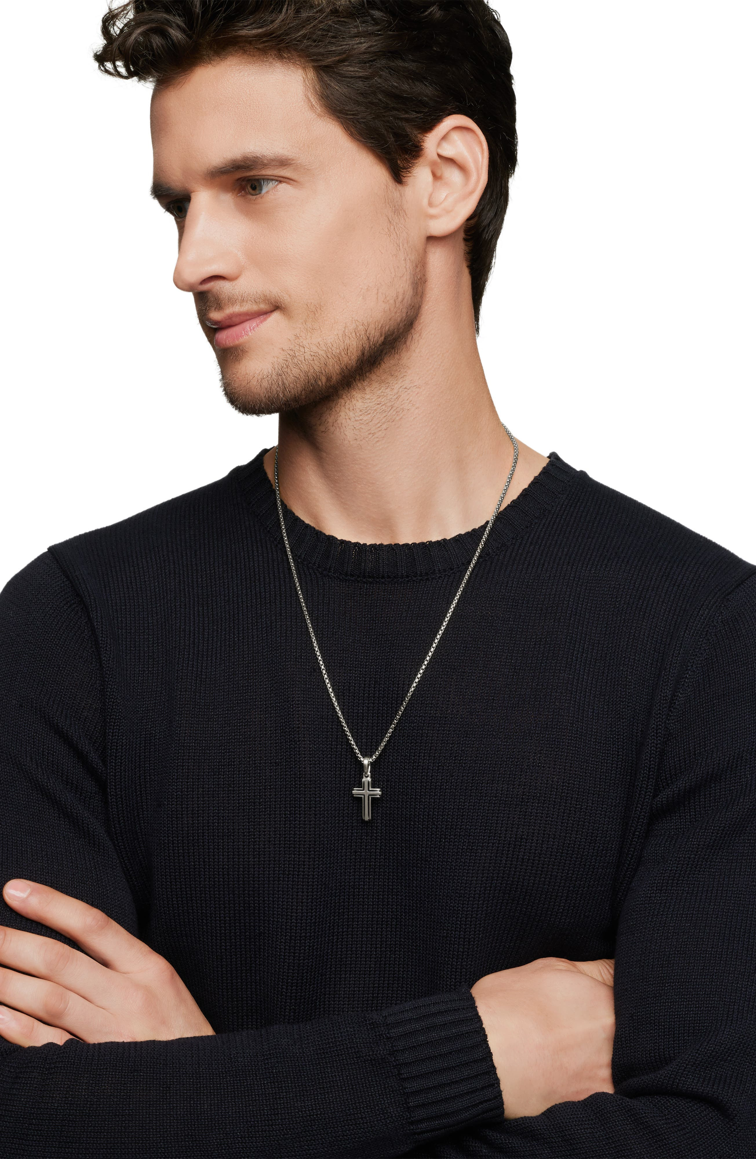 David Yurman Deco Cross Enhancer Pendant in Silver at Nordstrom - 3