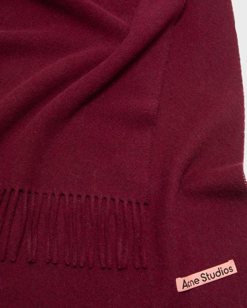 Fringe Wool Scarf  Burgundy  ONESIZE - 2
