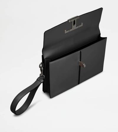 Tod's T TIMELESS CLUTCH BAG IN LEATHER - BLACK outlook