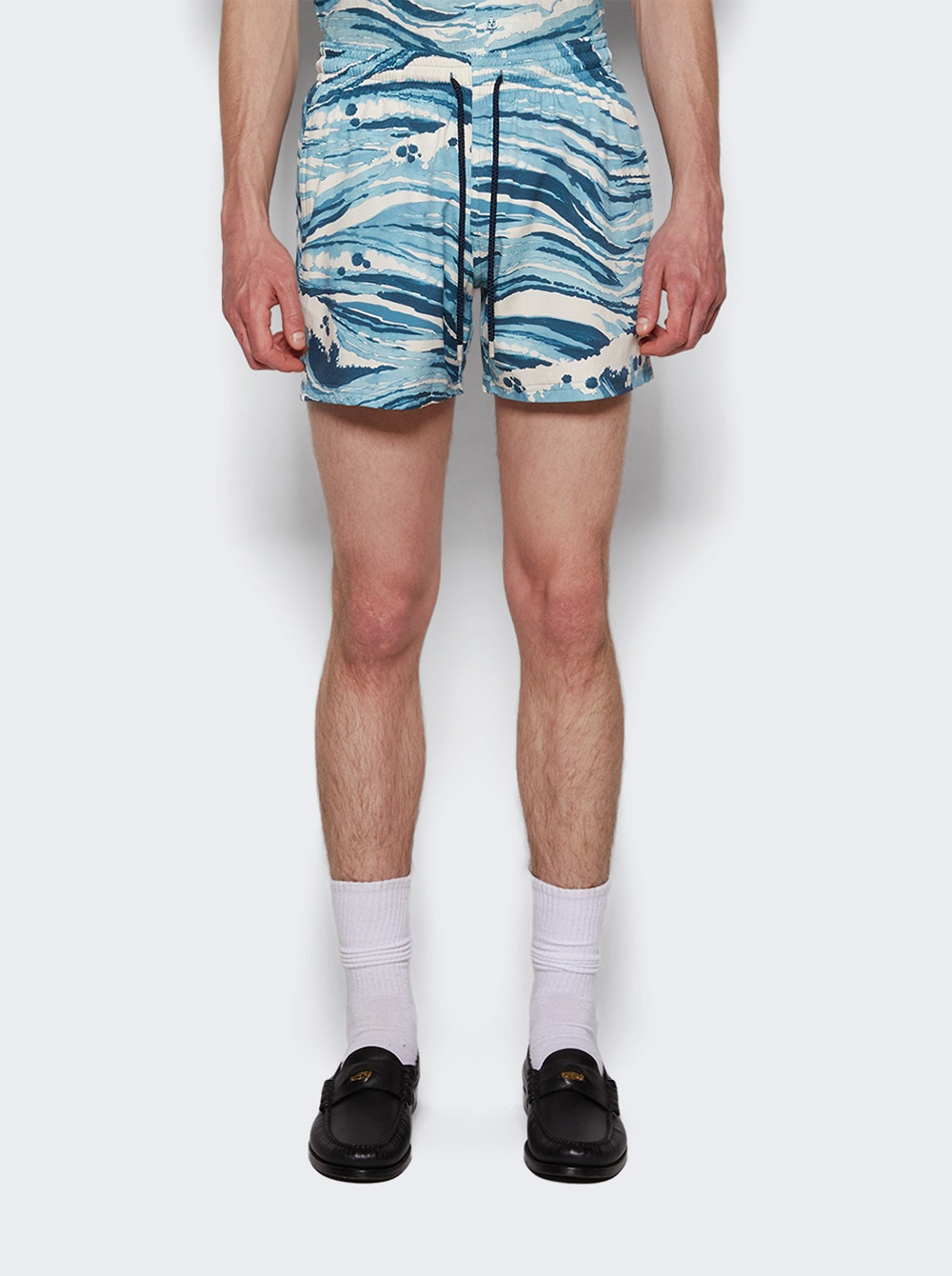 X Maison Kitsune Moorise Wave Swim Shorts Blue - 3