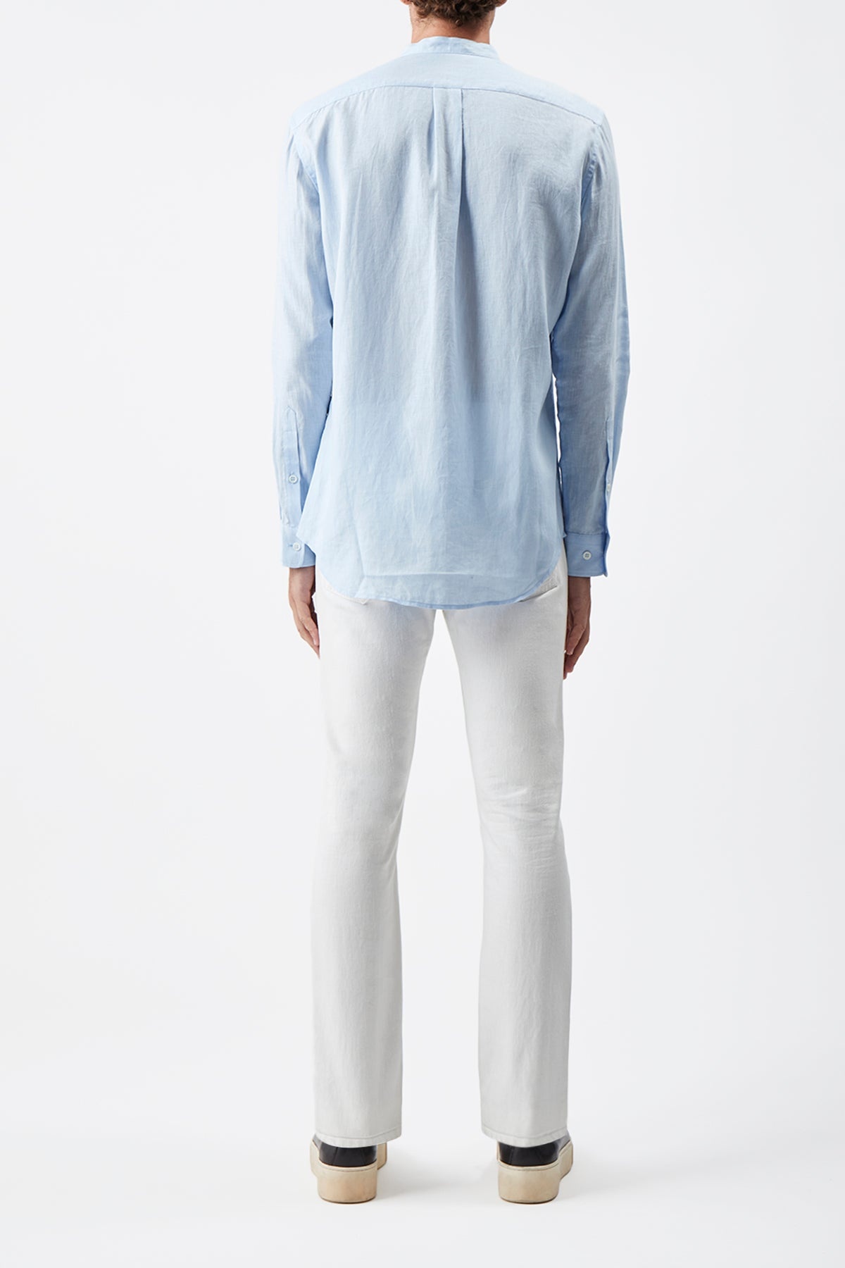 Ollie Shirt in Light Blue Linen - 4