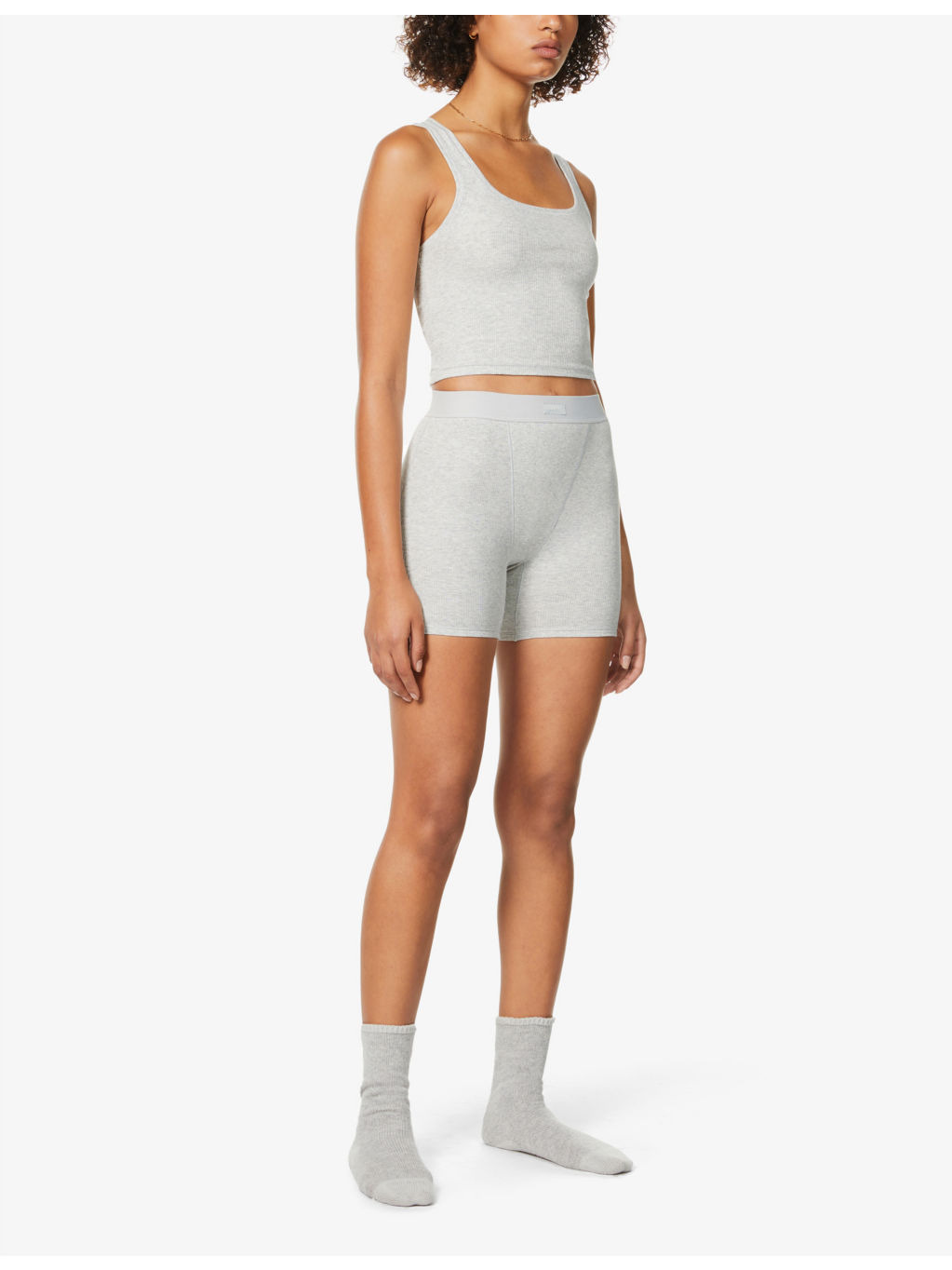 Ribbed high-rise stretch-cotton boxer shorts - 2