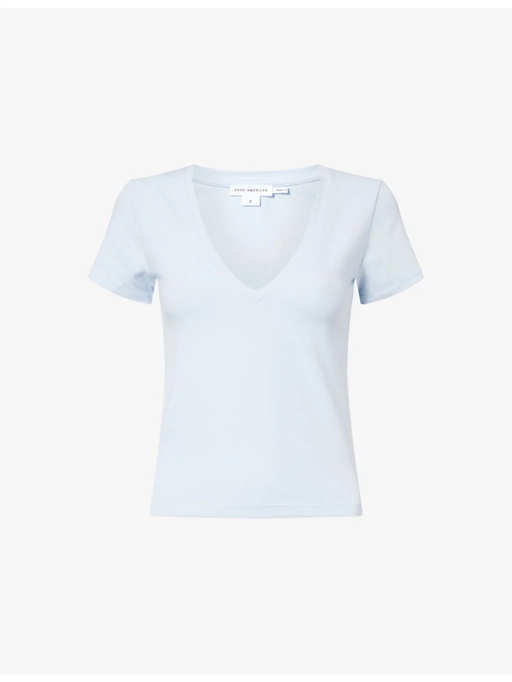 V-Neck Short-Sleeves Stretch-Cotton T-Shirt - 1