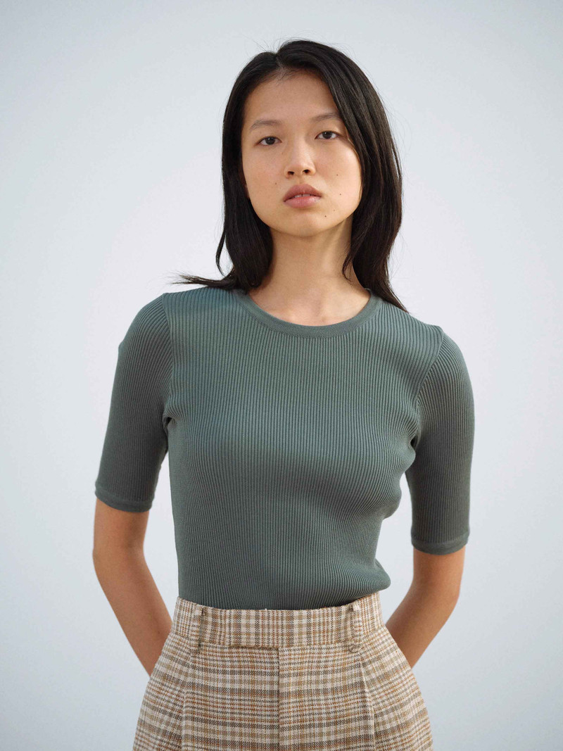 COTTON HIGH GAUGE RIB KNIT TEE 3