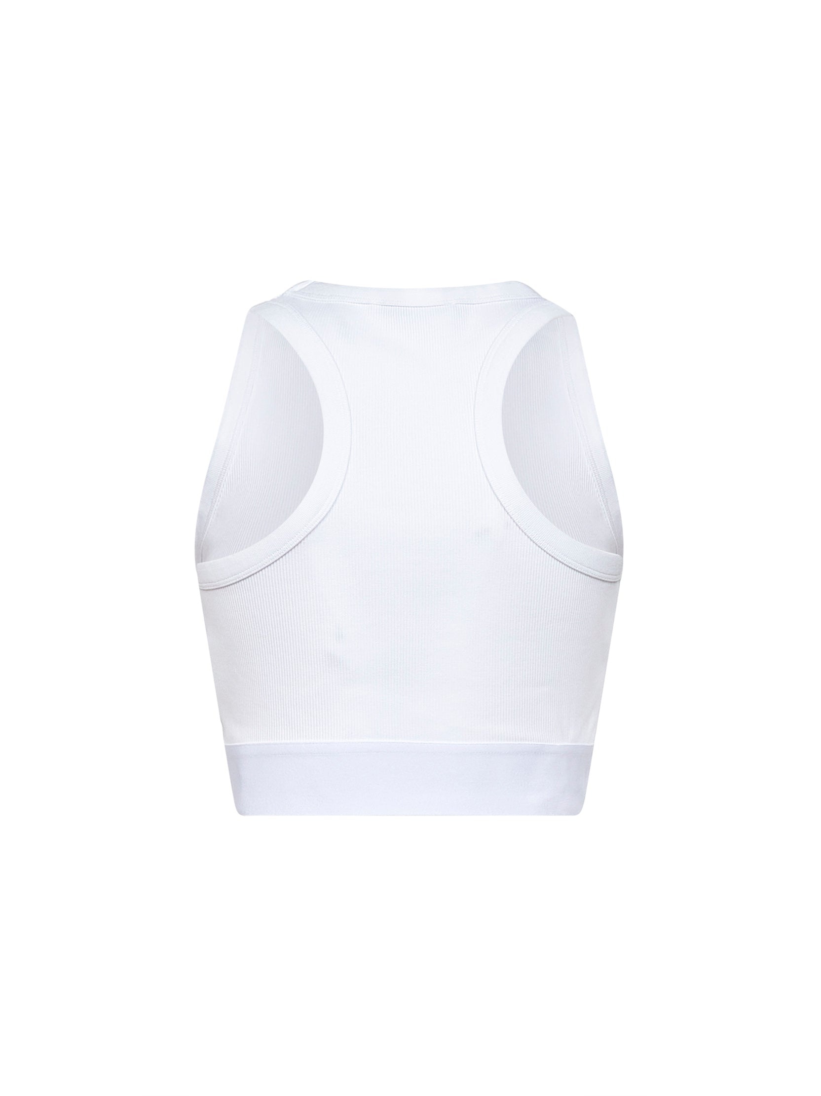 White ribbed stretch cotton cropped tank top - 2