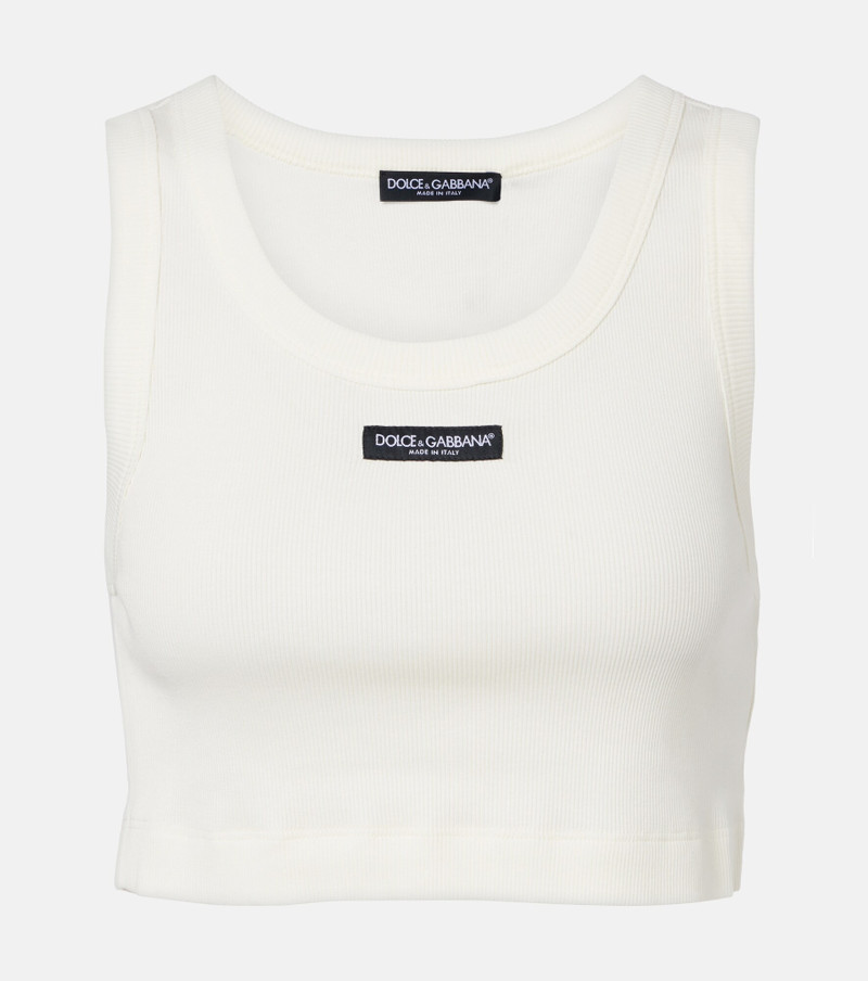 Logo cotton jersey crop top 1