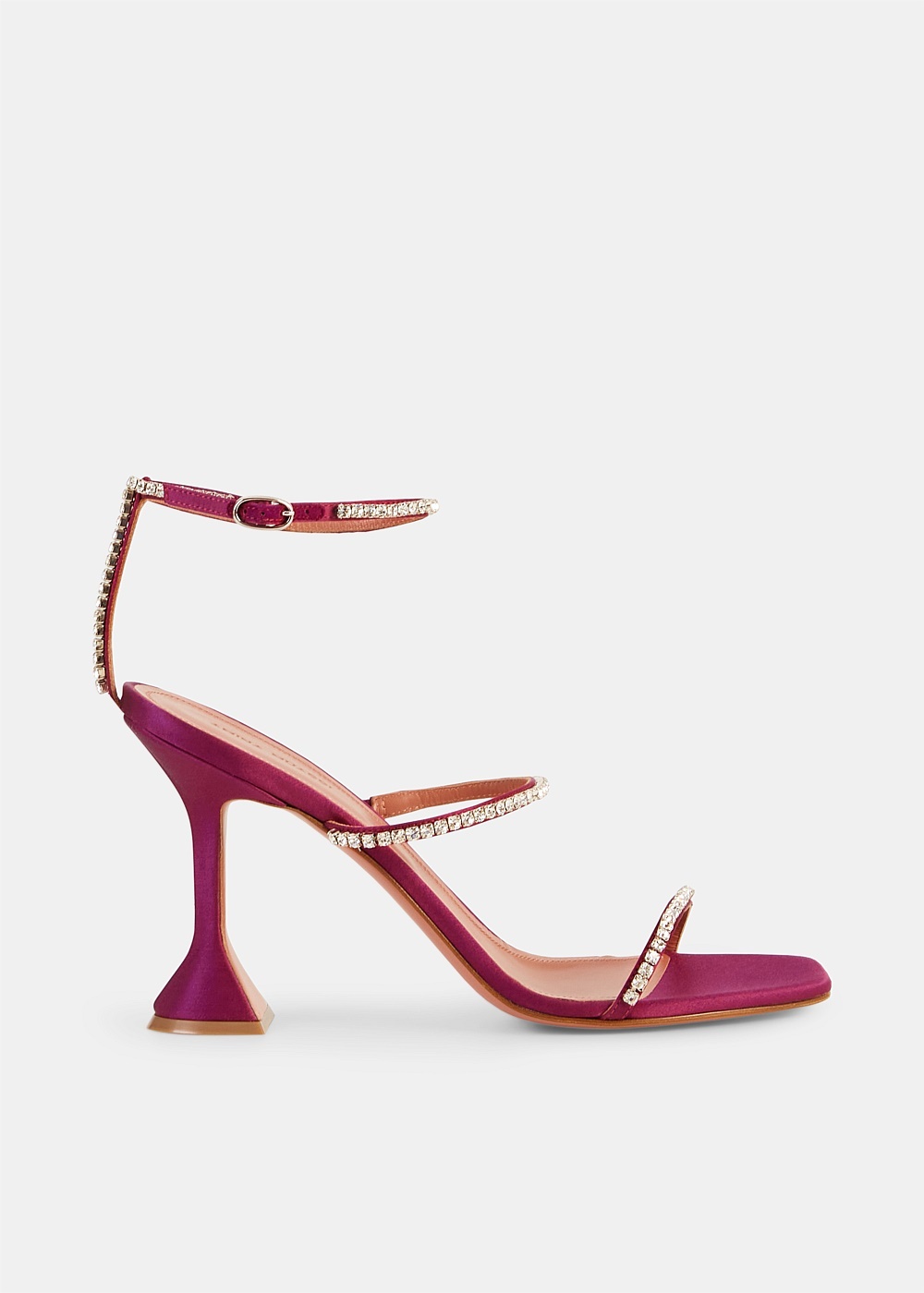 Magenta Gilda Crystal Embellished Satin Sandals - 1