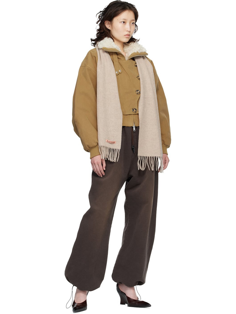 Acne Studios Beige Fringe Wool Skinny Scarf outlook