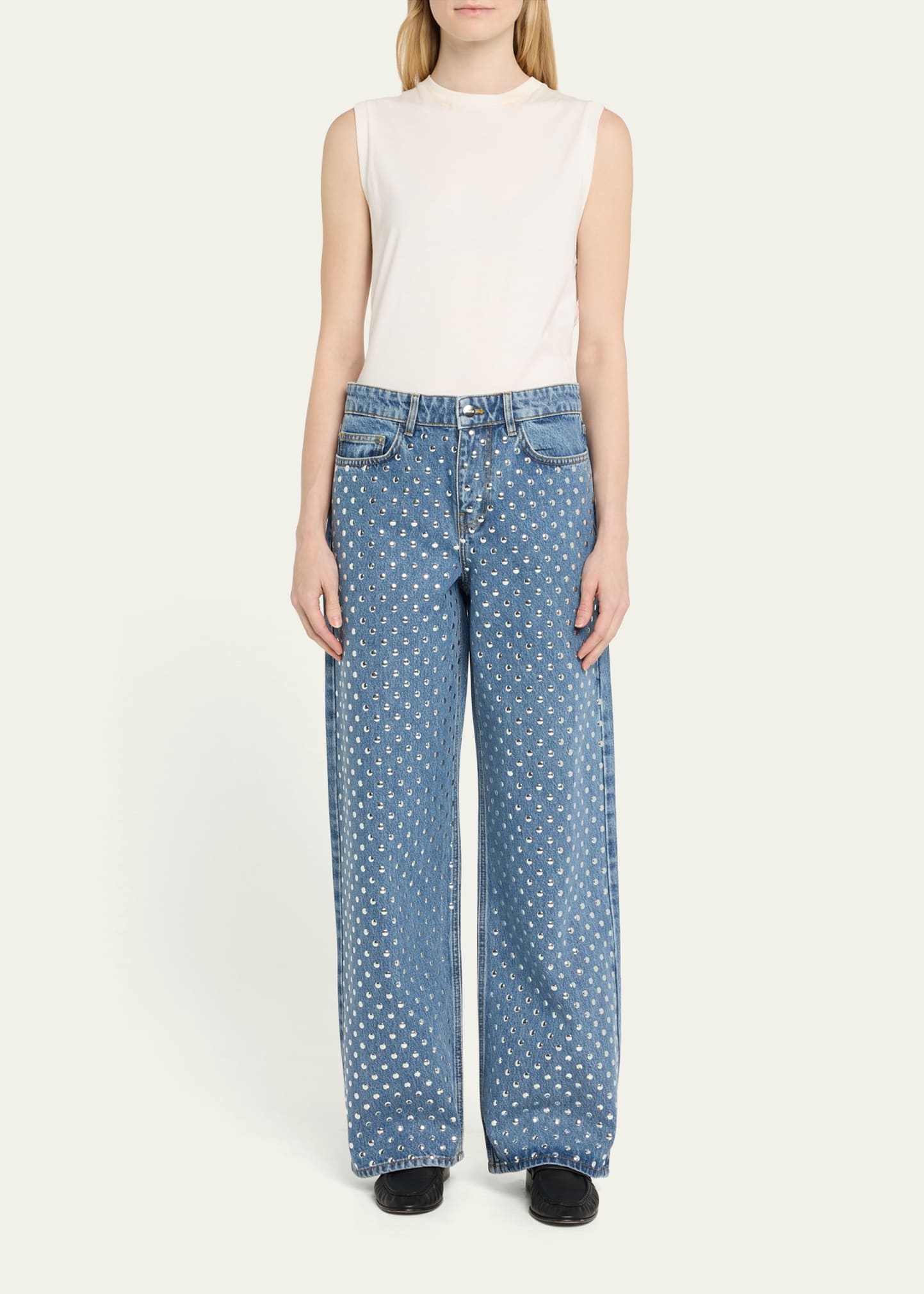 Studded Denim Pants - 2