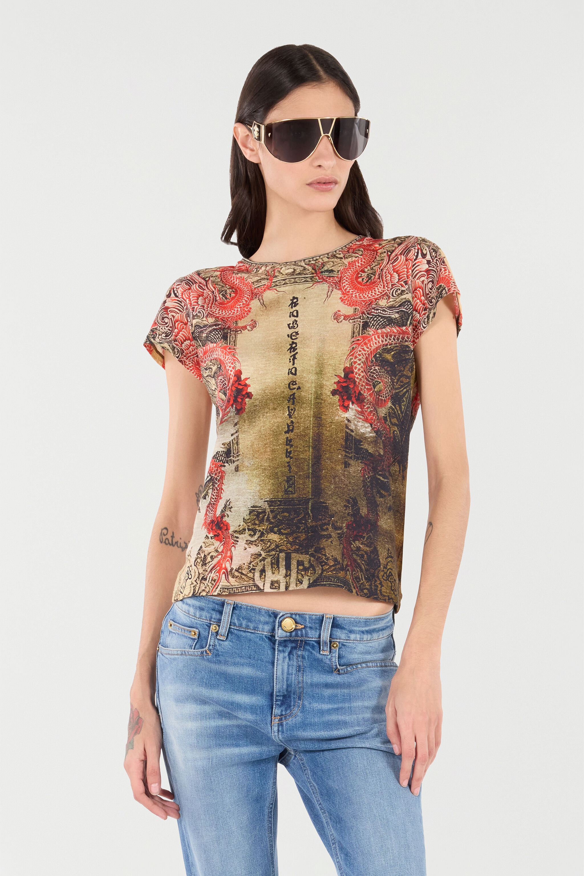 Cotton T-Shirt With Oriental Print - 3