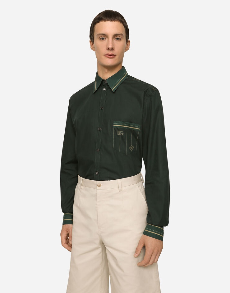 Striped-print cotton Martini-fit shirt with DG logo - 2