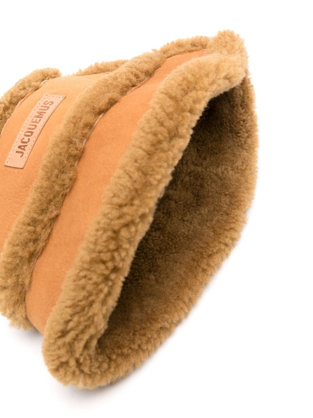 logo-patch shearling bucket hat - 2