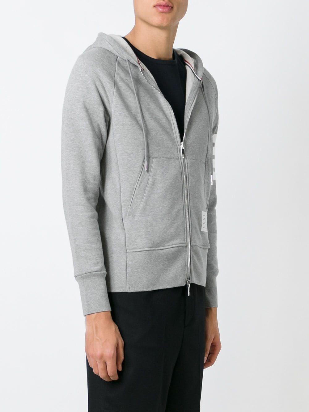 THOM BROWNE Men Classic Full Zip Hoodie In Classic Loopback W/ Engineered 4 Bar - 2