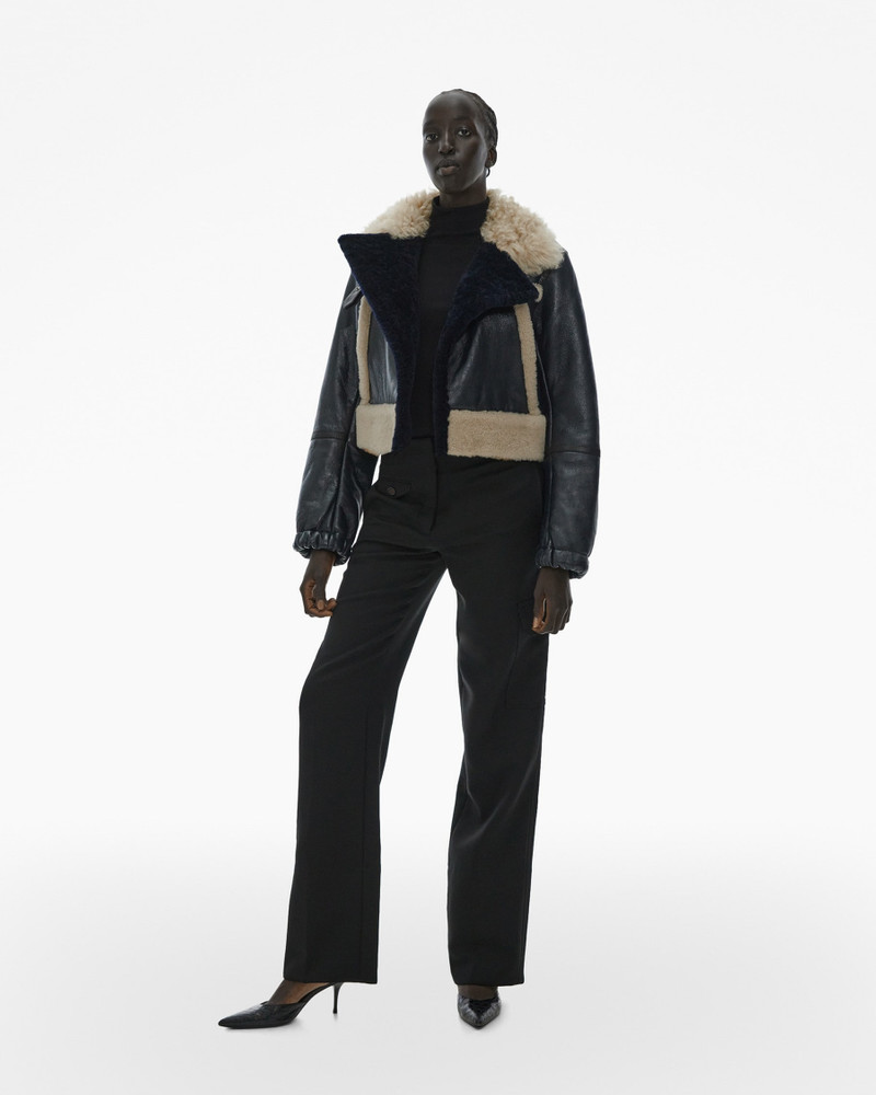 RIBBED SHEARLING AVIATOR JACKET 8