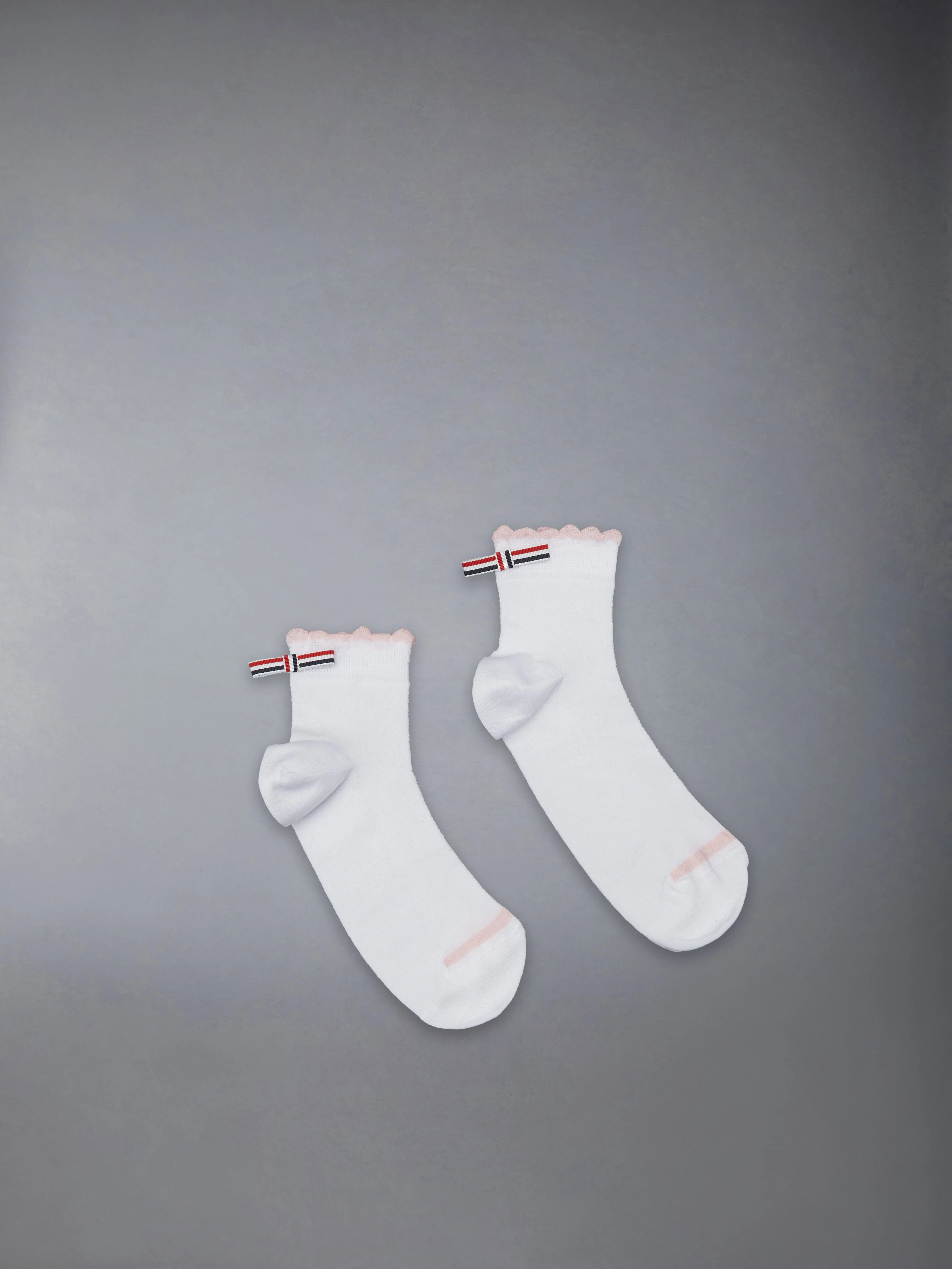 SCALLOPED EDGE POINTELLE STITCH CREW SOCKS - 1