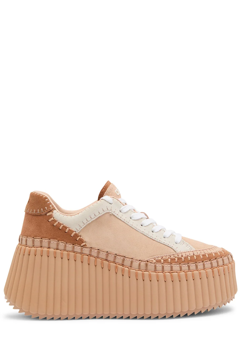 Chloe Nama Panelled Suede Flatform Sneakers - 1