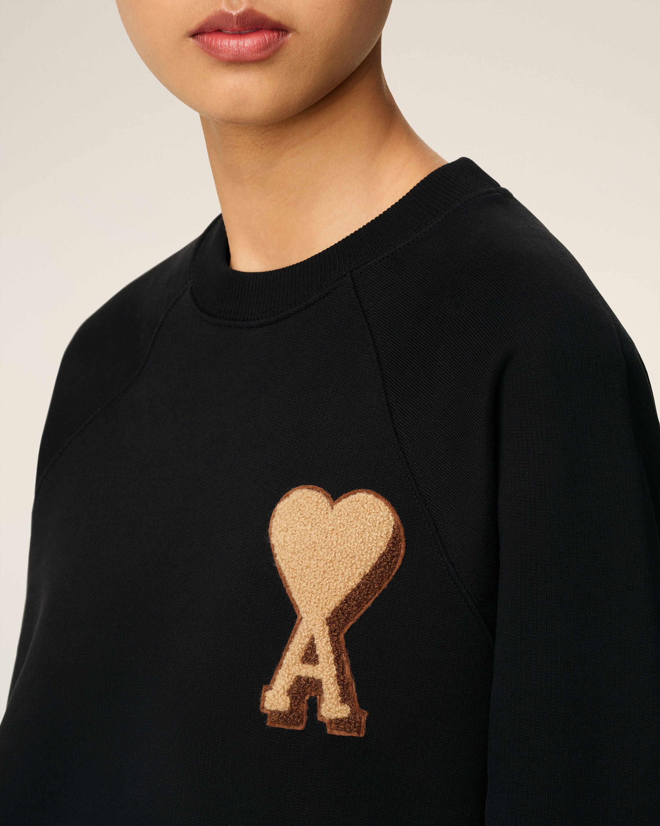 BLACK COTTON AMI DE COEUR SWEATSHIRT - 4