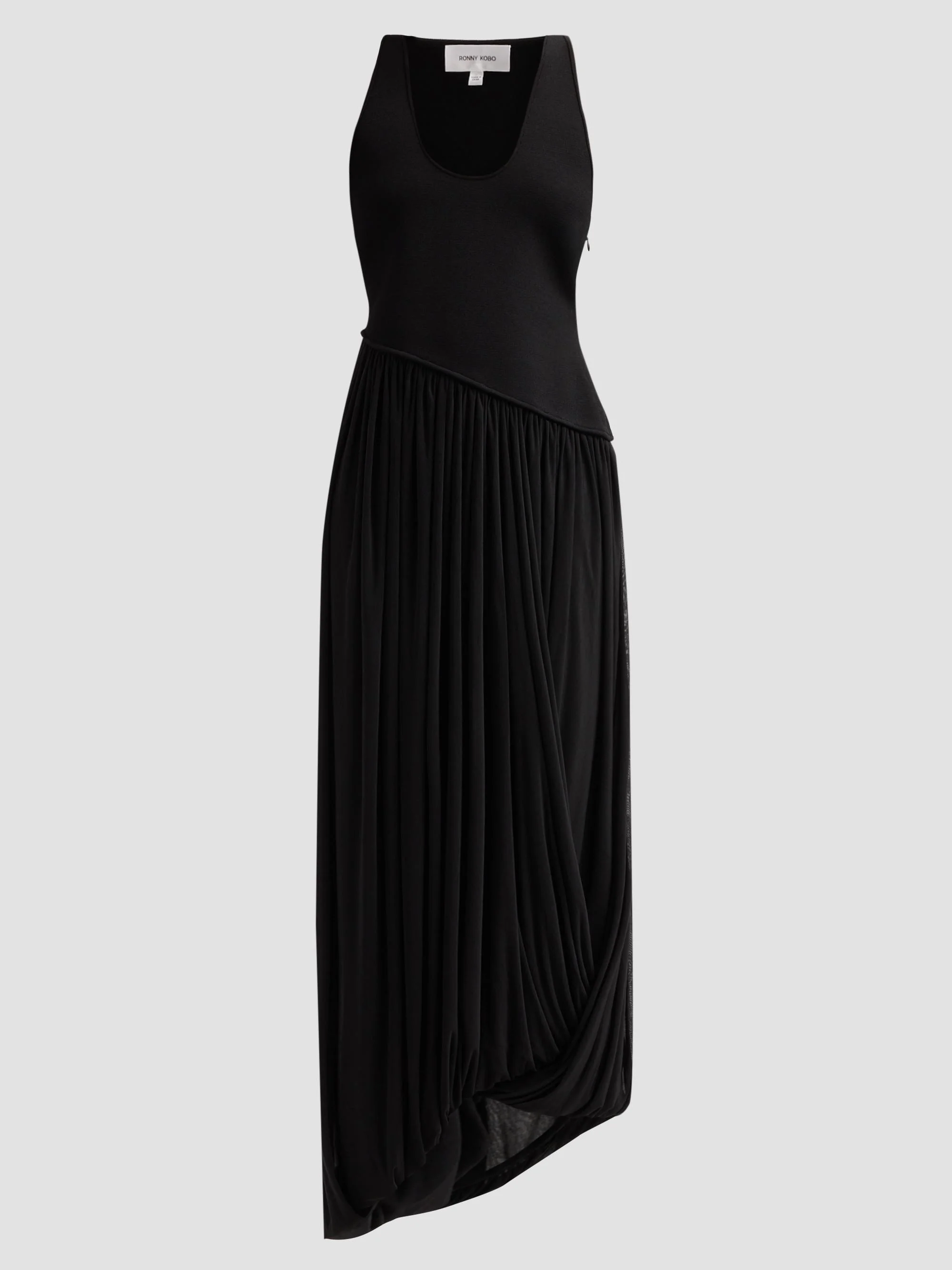 Women's Meyer Asymmetric Midi Dress - Black - 1