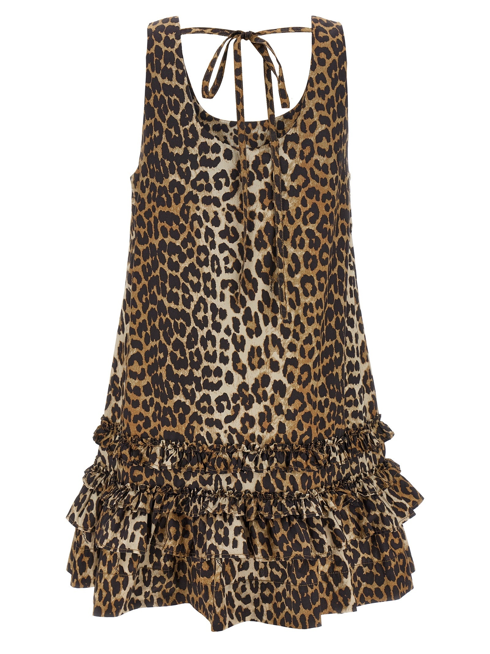Leopard Cotton Poplin Mini Dresses Brown - 2