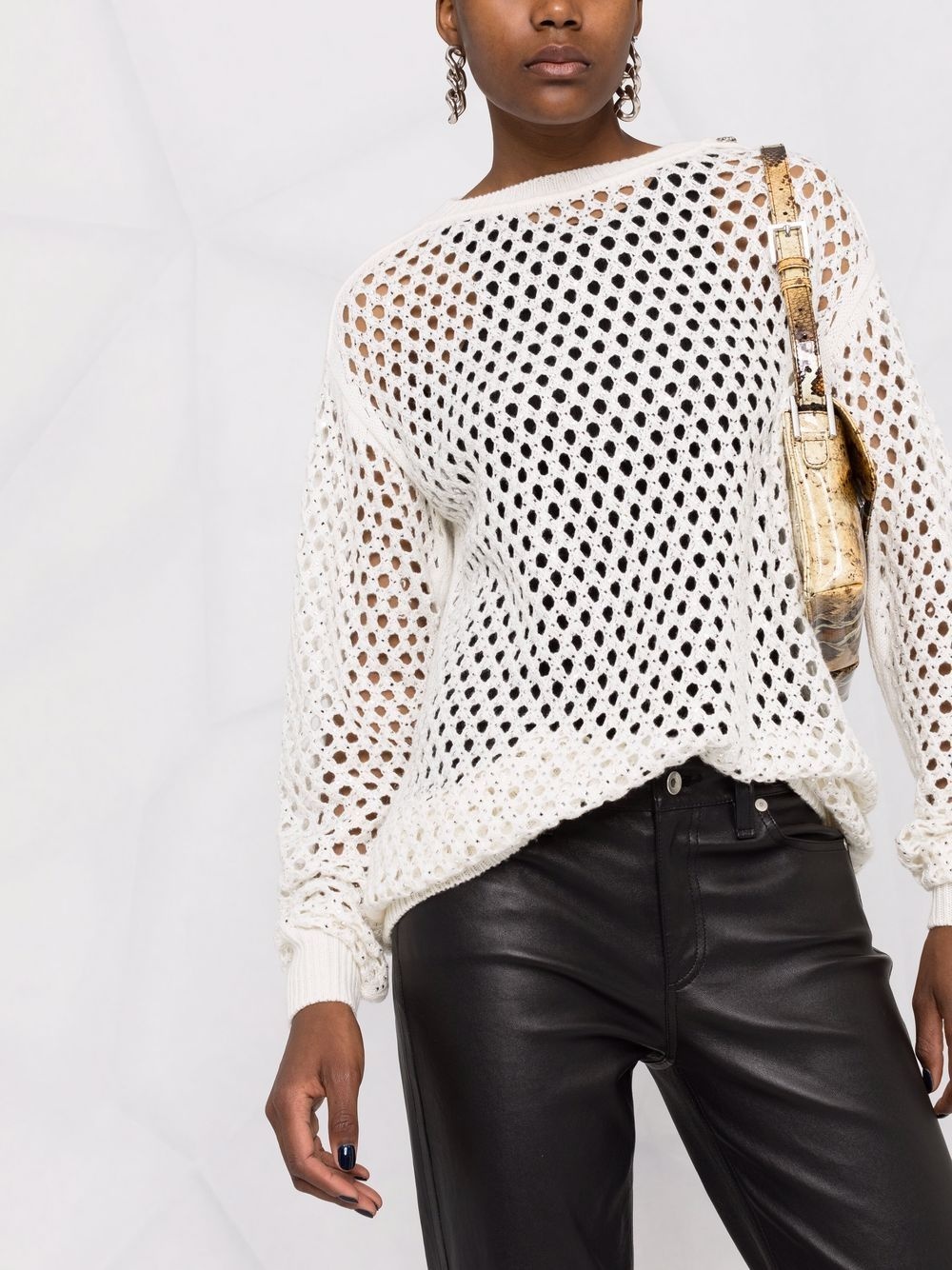 pointelle-knit crystal-embellished jumper - 5