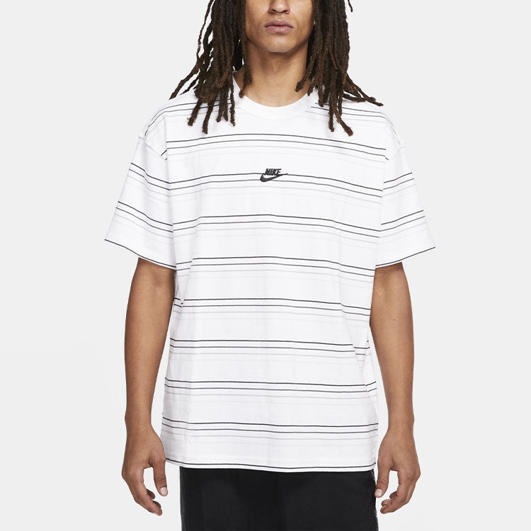 Nike Sportswear Embroidered Logo Stripe Loose Knit Sports Short Sleeve White DB6532-100 - 3